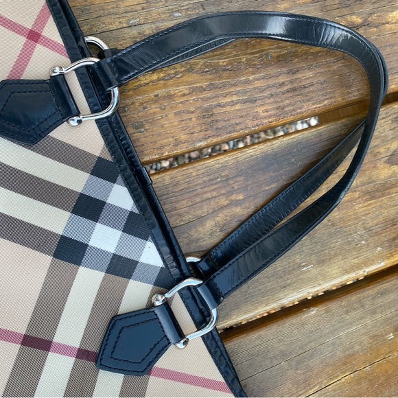 BURBERRY NOVA CHECK Shopper/Footed TOTE🔥HUGE!🔥PVC/Leather w/pouch🔥HOT ITEM!🔥 - Picture 3 of 15